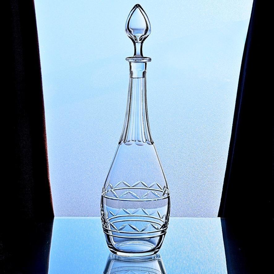輝くオールドバカラBaccarat 幾何学模様のデキャンタ カラフェ アールデコ水差し フラワーベース 花瓶 ポット 1920年フランスアンティーク_画像1