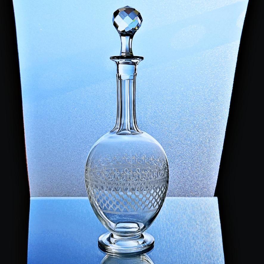 輝くオールドバカラBaccarat 幾何学模様レースデキャンタ カラフェ 花瓶アールデコ水差し フラワーベース 20世紀初頭フランスアンティーク