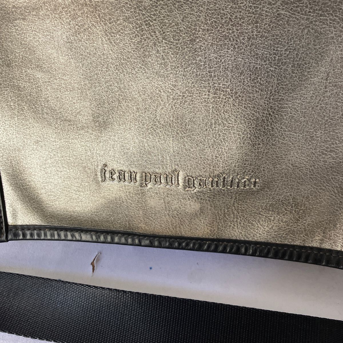 ▽【500円スタート】Jean Paul Gaultierショルダーバッグ シルバー 無地 肩がけ _画像2