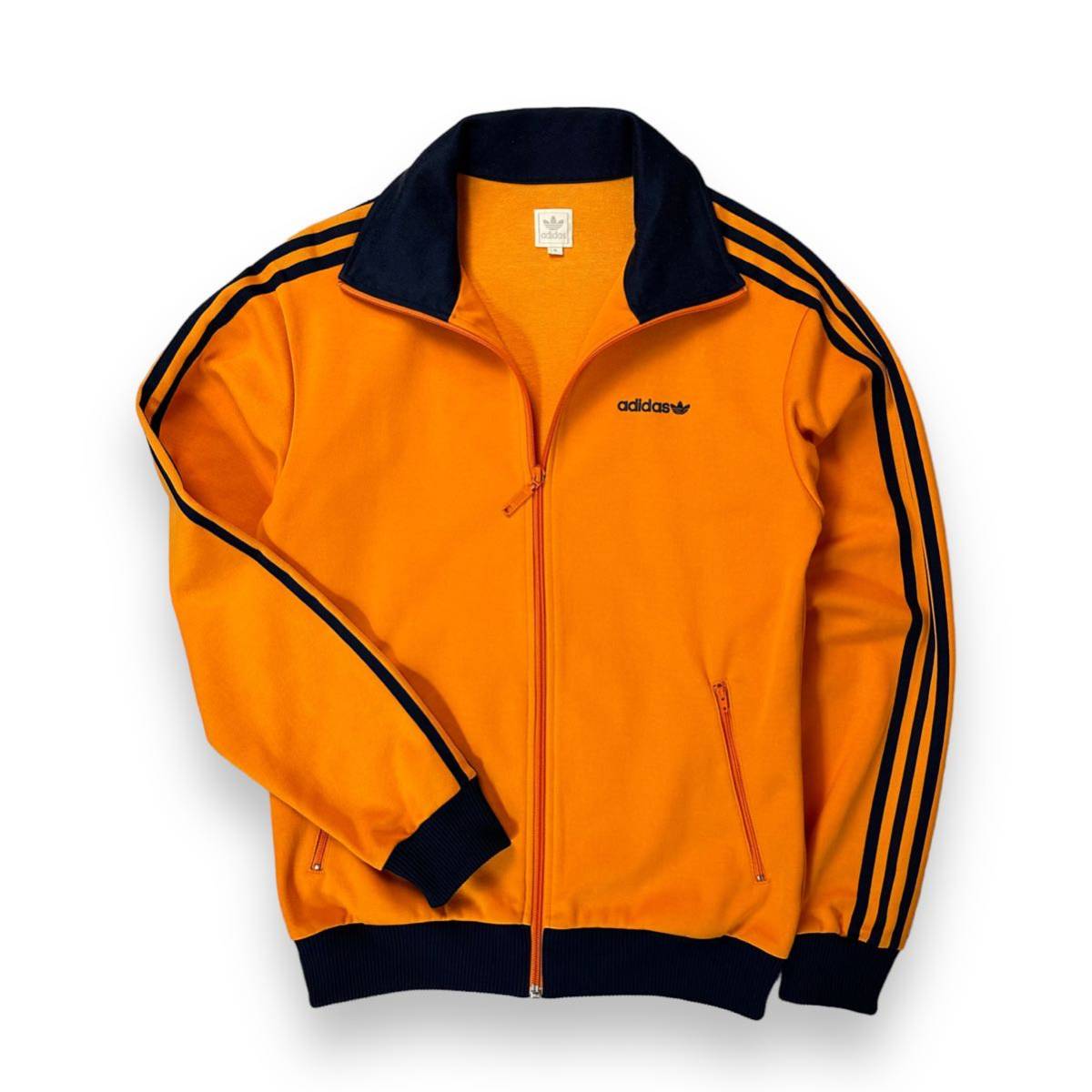 【希少品】adidas original アディダス オリジナル トレフォイル ロゴ トラック ジャケット ジャージ 万国旗 タグ オレンジ Mサイズ  美品