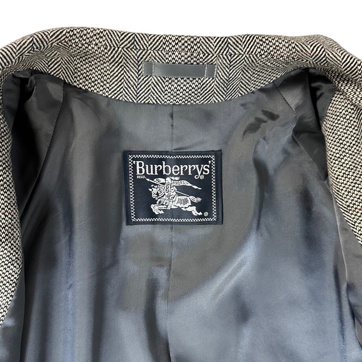 【美品】BURBERRY バーバリー ウール カシミヤ ヘリンボーン 総裏 チェスターフィールドコート ステンカラーコート グレー 170サイズ_画像8