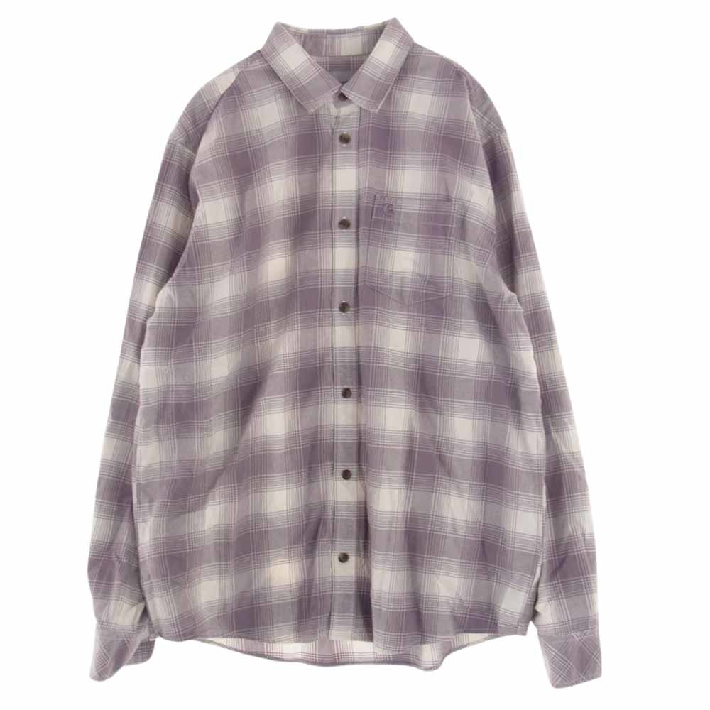 Carhartt カーハート L/S Deaver Shirt 長袖 チェック シャツ ホワイト系 パープル系【中古】