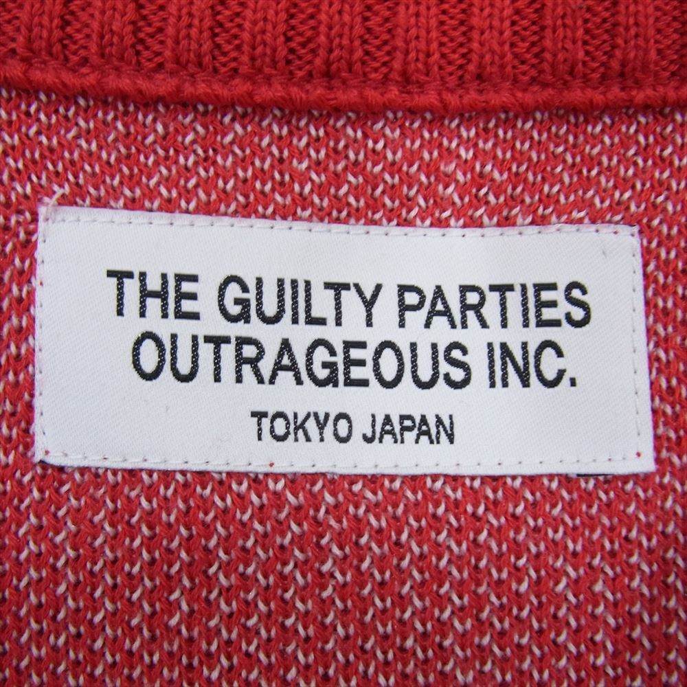 WACKO MARIA ワコマリア 13SS 13SS-KNT-02 GUILTY PARTIES シルク混 ロゴ ニット セーター レッド系 S【中古】_画像4