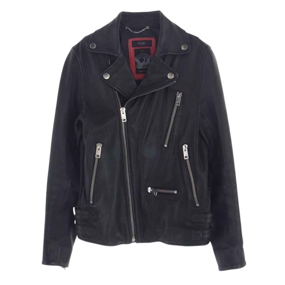 DIESEL ディーゼル TIMELESS タイムレス ラムレザー ダブル ライダース ジャケット ブラック系 S【中古】_画像1