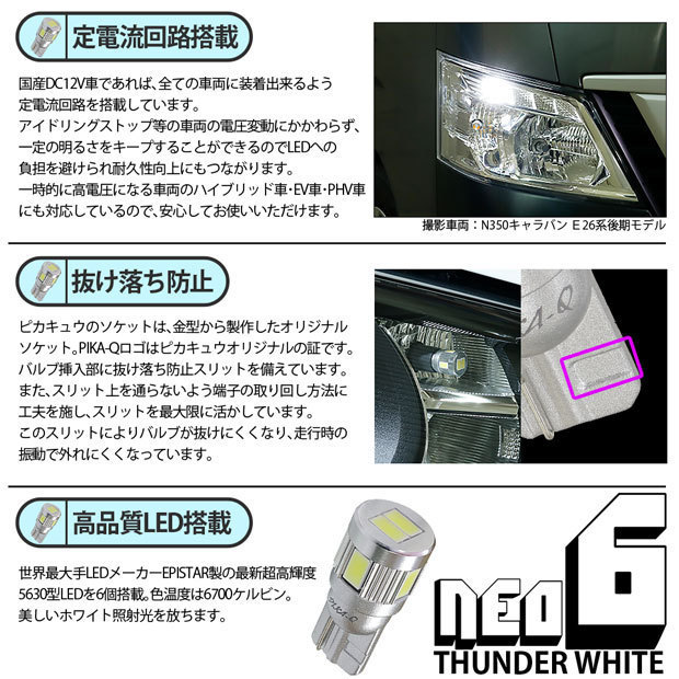 スズキ アルトエコ (HA35S 前期) 対応 LED ライセンスランプ T10 HYPER NEO6 160lm サンダーホワイト 6700K 1個 2-D-1_画像3