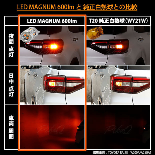 トヨタ ライズ (A200A/210A) 対応 LED Rウインカーランプ T20S マグナム 600lm アンバー 2個 11-I-10_画像3
