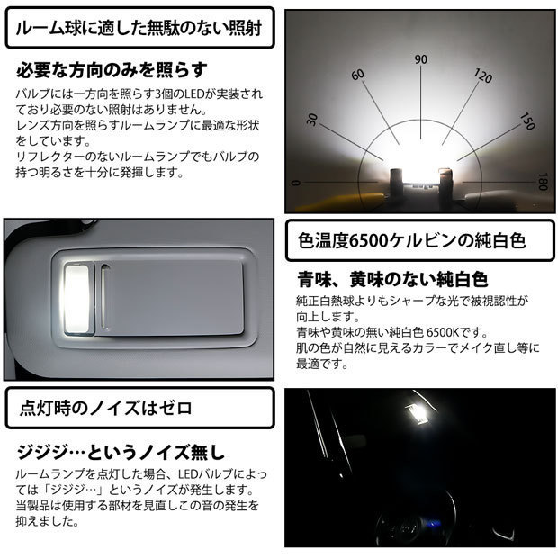 ホンダ ヴェゼル (RU3/RU4 後期) 対応 LED バニティランプ用 T6.3×30 日亜3030 3連 両口金球 80lm ホワイト 2個 11-H-32_画像3