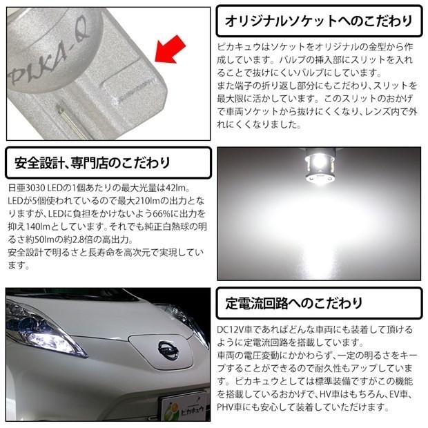 トヨタ カローラスポーツ(NRE/ZWE210系) 対応 LED ライセンスランプ T10 日亜3030 SMD5連 140lm ホワイト 2個 11-H-3_画像4
