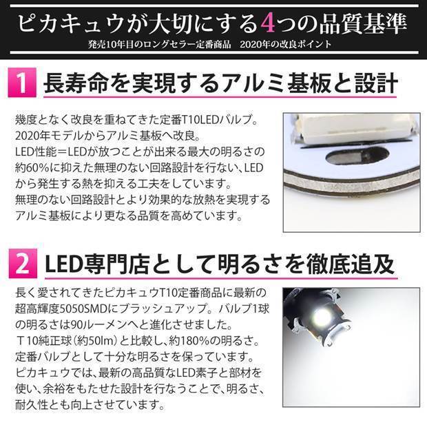 トヨタ クラウンアスリート (200系 後期) 対応 LED ポジションランプ T10 SMD5連 90lm ホワイト アルミ基板搭載 2個 車幅灯 2-B-5_画像2