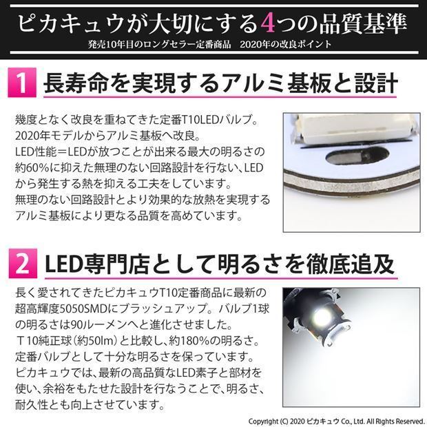 ホンダ ストリーム (RN6/7/8/9) 対応 LED ライセンスランプ T10 SMD5連 90lm ホワイト アルミ基板搭載 2個 ナンバー灯 2-B-5_画像2