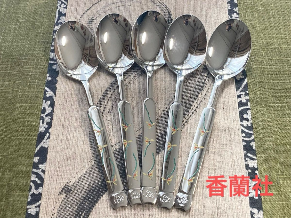 レア!香蘭社 カトラリー スプーン5本セット 2箱 未使用品 10本セット 未使用品 希少 香蘭社 スプーン 5本セット 蘭 18-8 STAINLESS