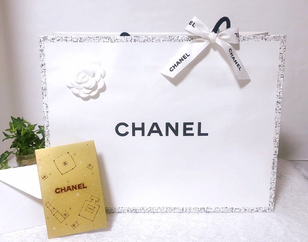 シャネル「CHANEL」ショッパー 銀座限定 限定メッセージカード付き (3275) 正規品 付属品 紙袋 ショップ袋 ブランド袋 折らずに配送 大きめ_画像1