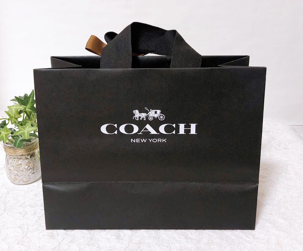コーチ「COACH」ショッパー 財布箱サイズ (3020) 正規品 付属品 ショップ袋 ブランド紙袋 27×21×12.5cm ブラック 折らずに配送_画像4