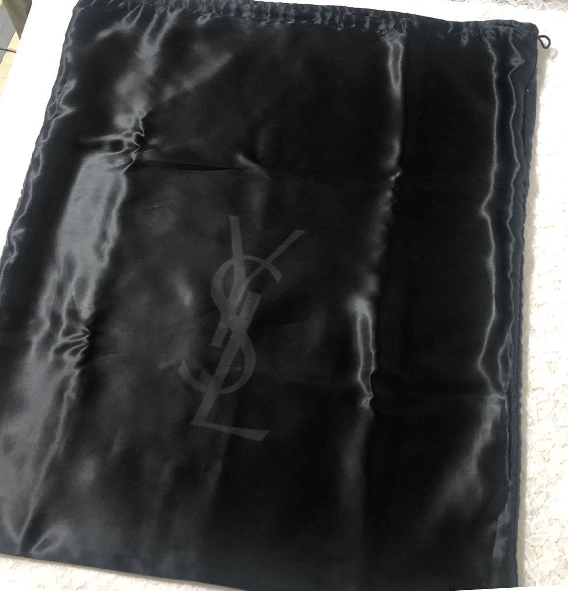 イヴサンローラン「YVE SAINT LAURENT」バッグ保存袋 旧型 (2786) 正規品 付属品 布袋 巾着袋 ブラック 二重仕立て ナイロン生地 わけあり_画像3