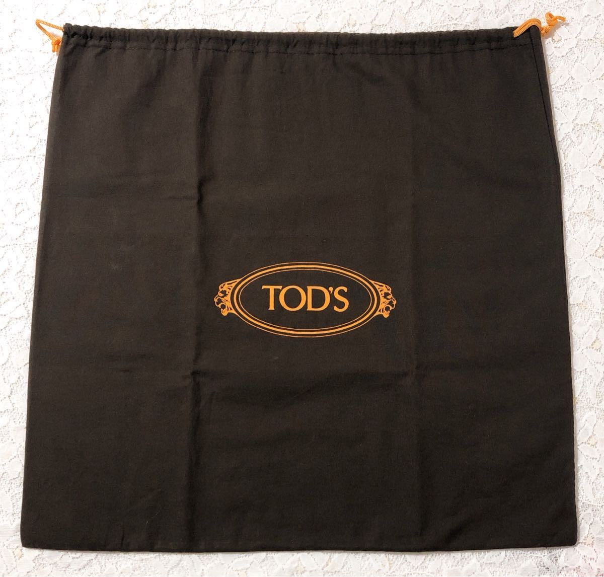 トッズ「TOD'S」バッグ保存袋 旧型（3131) 正規品 付属品 内袋 布袋 巾着袋 ダークブラウン 48×48cm 布製 