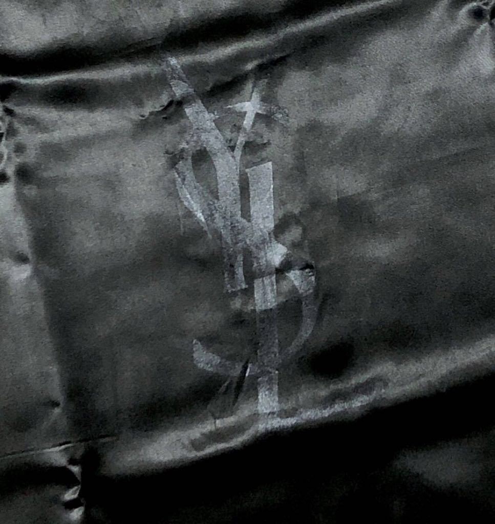 イヴサンローラン「YVESAINT LAURENT」バッグ保存袋 旧型 (2935) 正規品 付属品 布袋 巾着袋 ブラック 二重仕立て ナイロン生地 特大サイズ