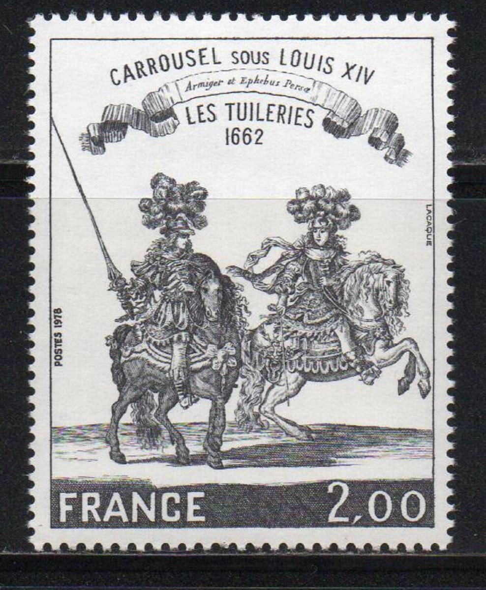 《f-329/絵画》フランス / 1978年・Carousel under Louis XIV　１種(未)_画像1