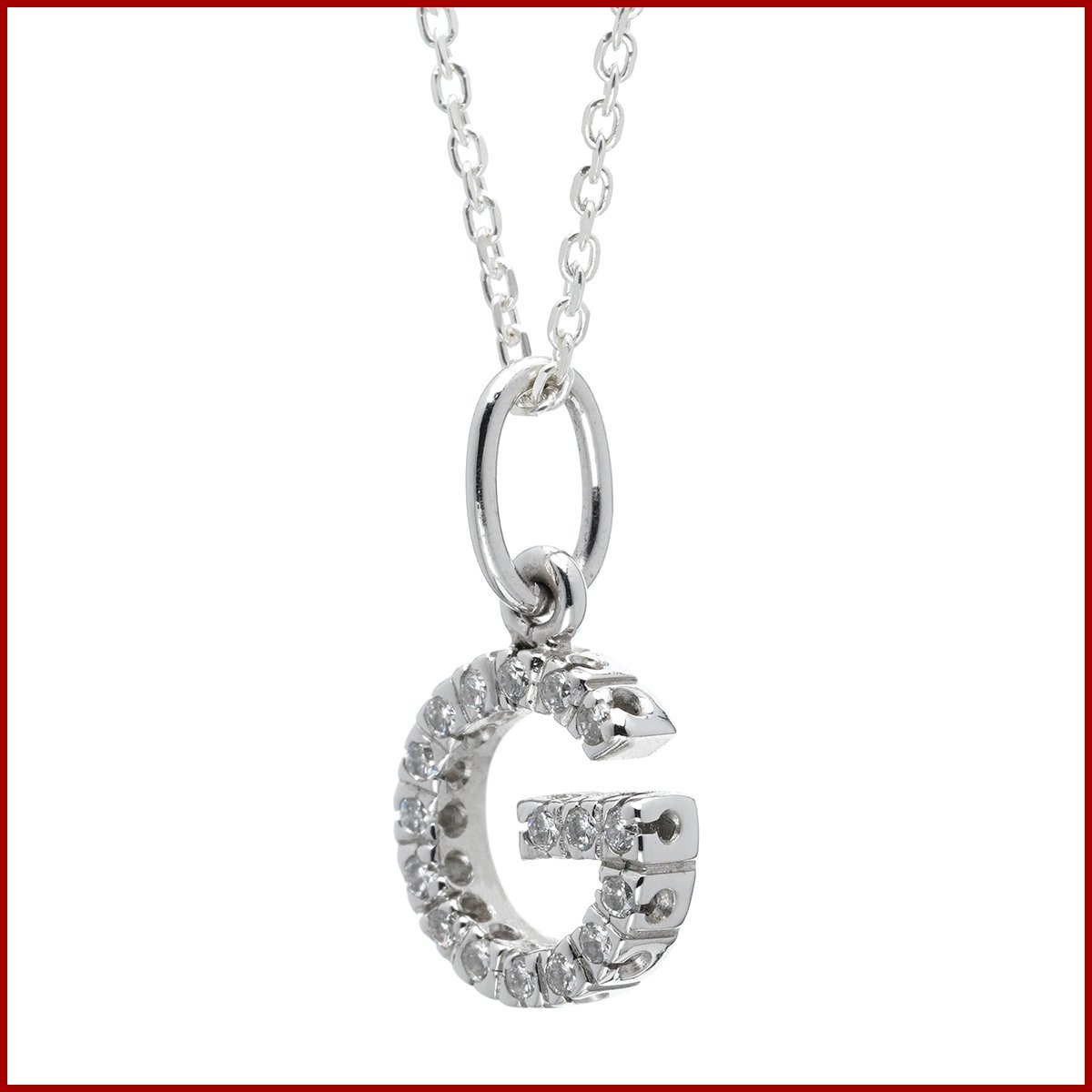  Gucci G motif diamond pendant necklace K18WG white gold beautiful goods new goods has been finished .. packet correspondence possibility postage 300 jpy 