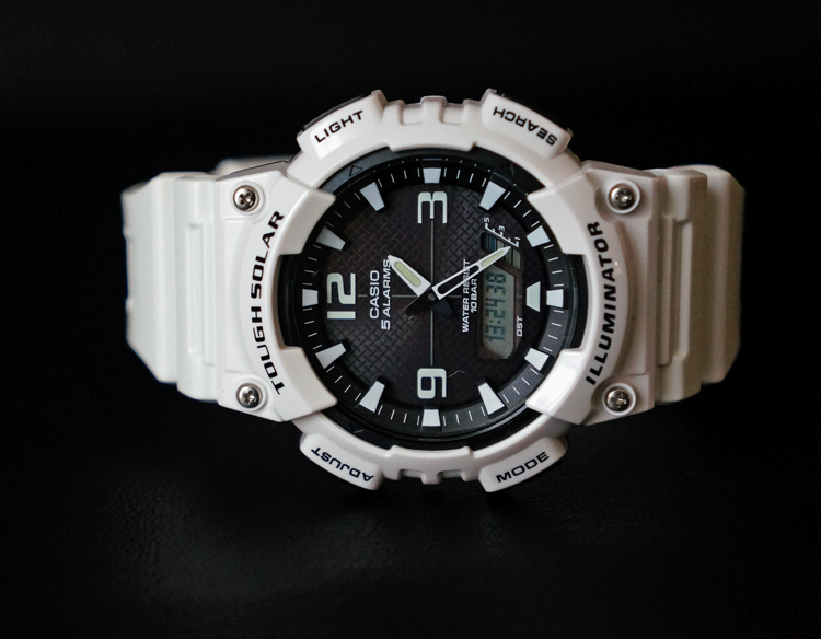 新品 CASIO White カシオ タフソーラー POWER システム搭載パワーセービング23ヶ月 アナデジ ワールドタイム48都市_画像3