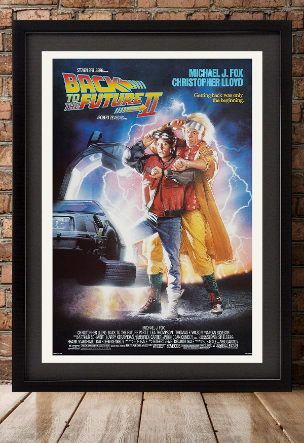 US版ポスター『バック・トゥ・ザ・フューチャー PART2』（Back to the Future Part II）★デロリアン/ロバート・ゼメキス／ユニバ_額装イメージ（額は付属しません）