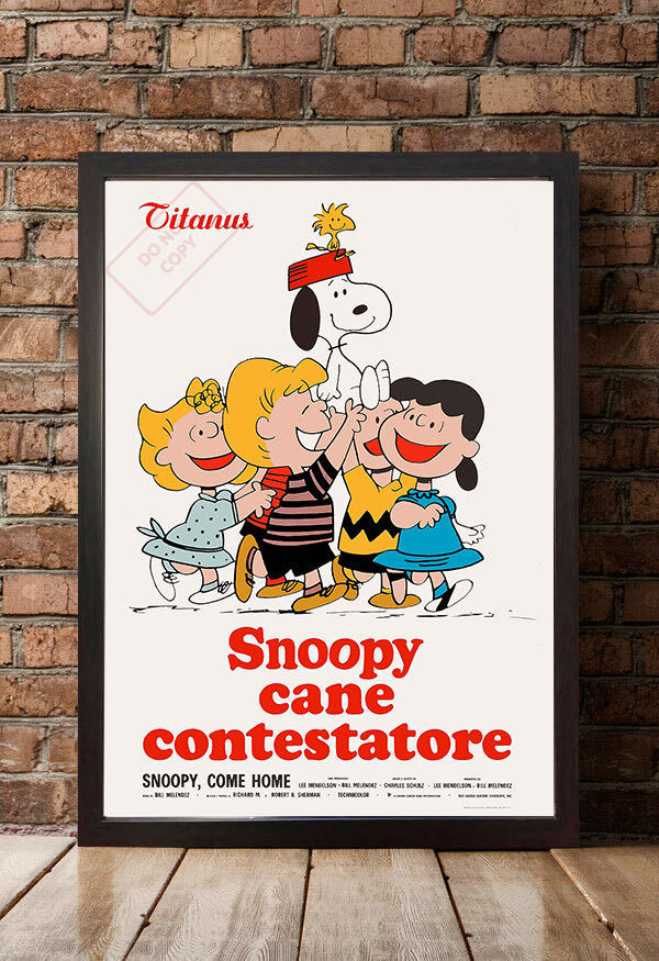 イタリア版ポスター『スヌーピーの大冒険』（Snoopy, Come Home!）Peanuts 1972★ピーナッツ/Snoopy/チャーリー・ブラウン_額装イメージ（額は付属しません）