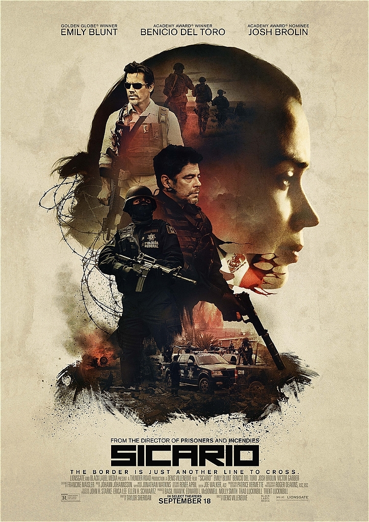 US版ポスター『ボーダーライン』（Sicario）★ベニチオ・デル・トロ/ジョシュ・ブローリン/エミリー・ブラント