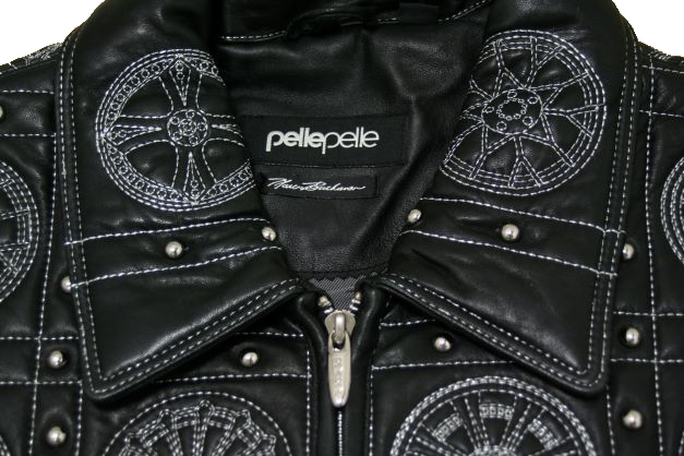 PELLE PELLE ( Pele Pele ) marc buchanan wheel pattern studs & embroidery leather jacket HIPHOP trumpet -B series big size [ new goods * unused goods ]