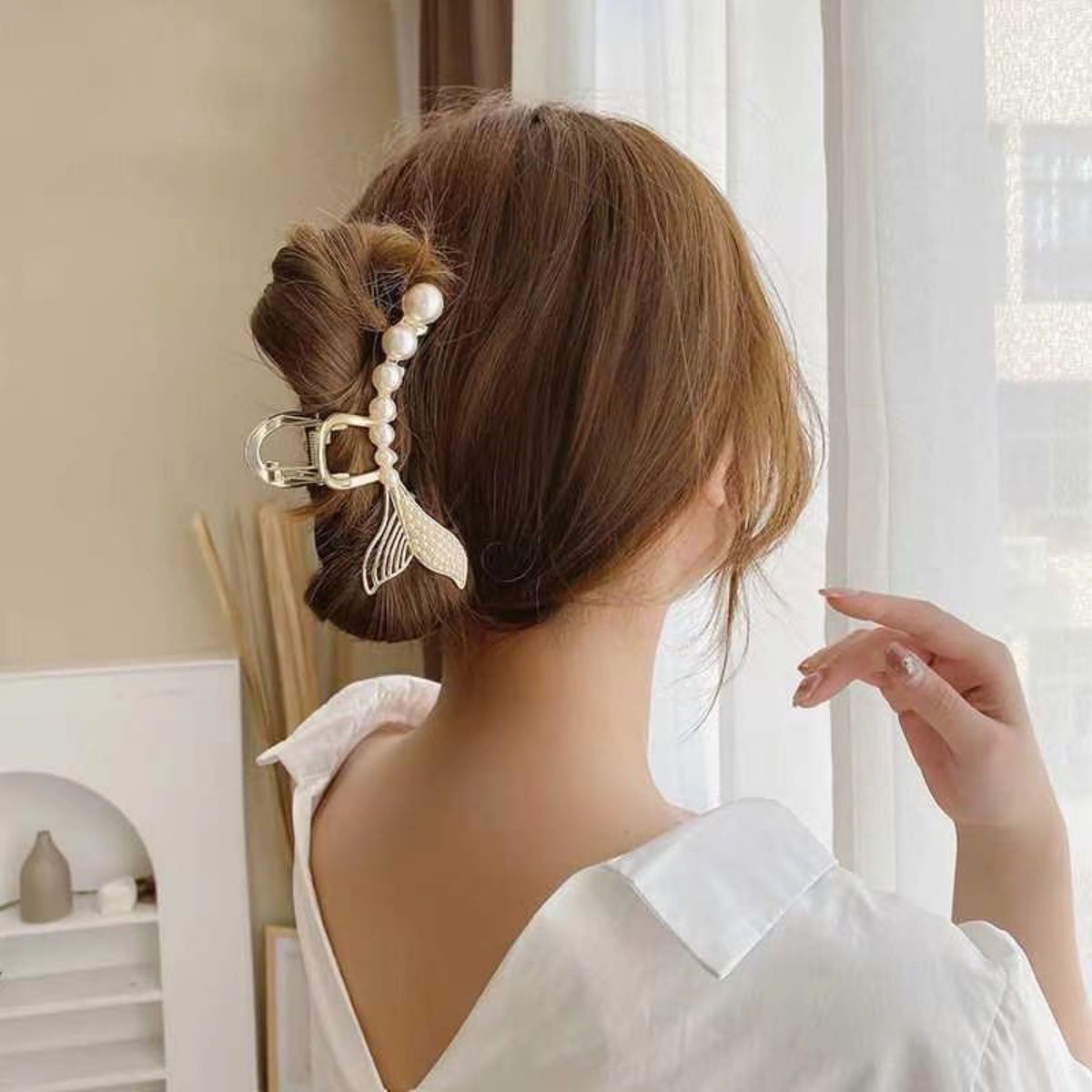 新品　ヘアクリップ　パールヘアアクセサリー　バンズクリップ　大人気韓国　可愛い