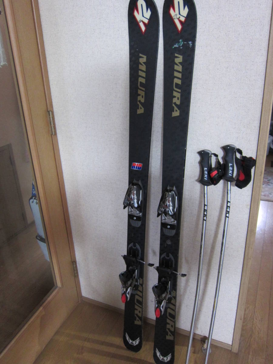 K2 APACHE 153cm MARKER FREE12.0 ストック=LEKI GALAXY HTS6.0 105cm MIURA 三浦雄一郎カスタム カービングスキー_画像1