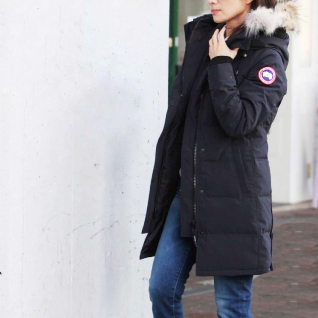 CANADA GOOSE カナダグースMackenzie Parka ロングダウンコート S/P ネイビー 2302JL サザビー ロゴワッペン コヨーテファー S〜M 中古_画像1