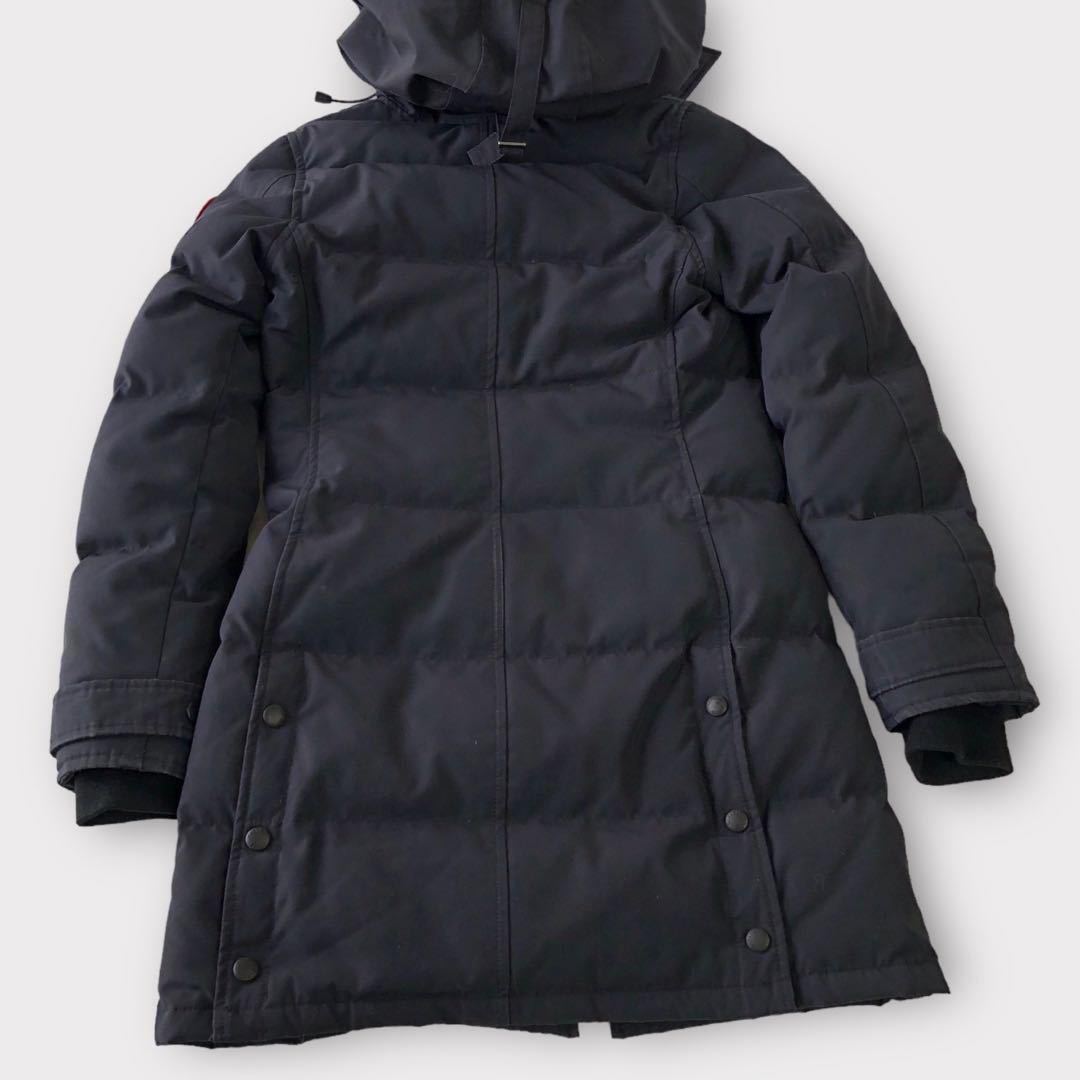 CANADA GOOSE カナダグースMackenzie Parka ロングダウンコート S/P ネイビー 2302JL サザビー ロゴワッペン コヨーテファー S〜M 中古_画像5