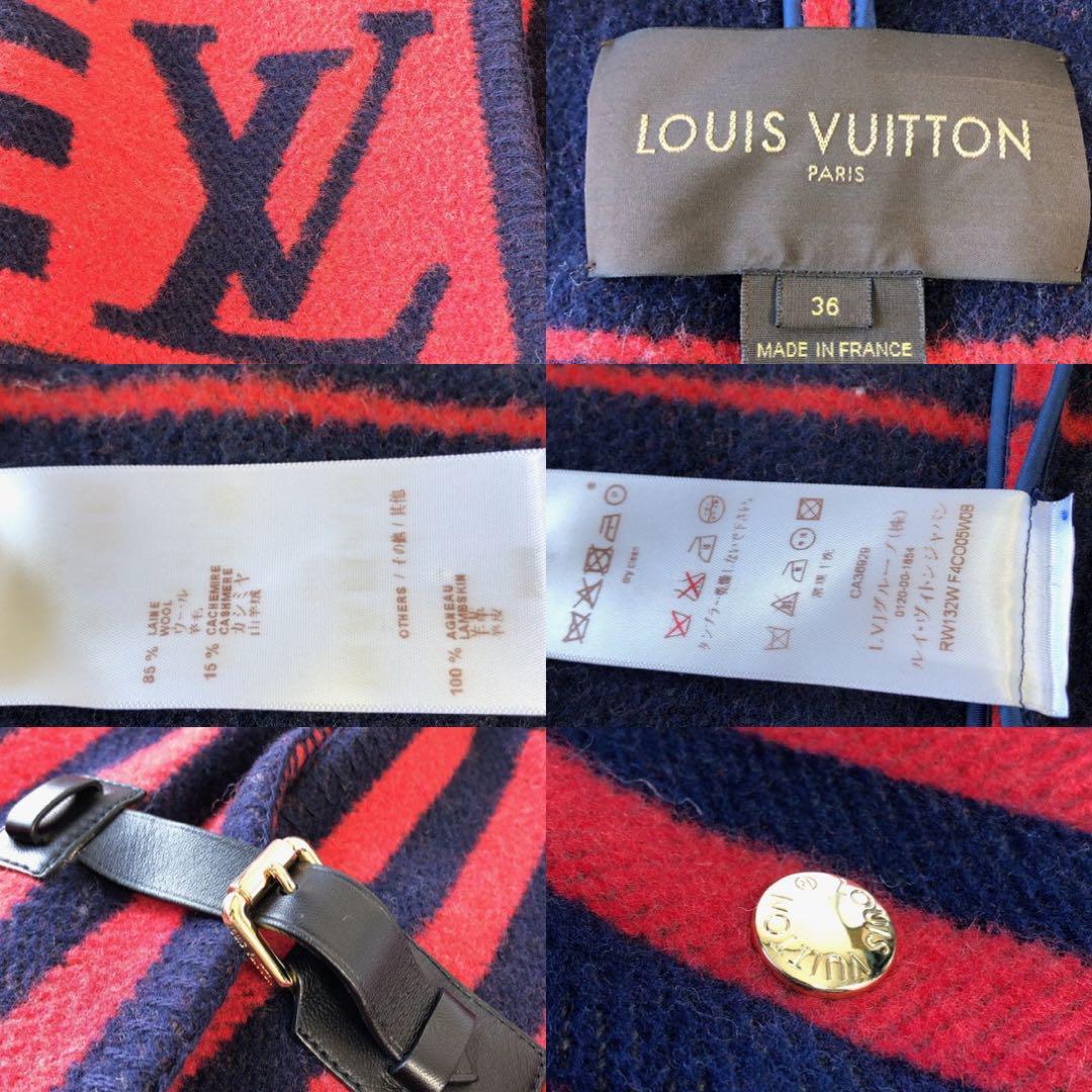 ルイヴィトンカシミヤ混　 極上品 絶盤 プレコレクション限定 カラコラム ポンチョ ジャケット コート LOUIS VUITTON フード　ロゴ　赤_画像9