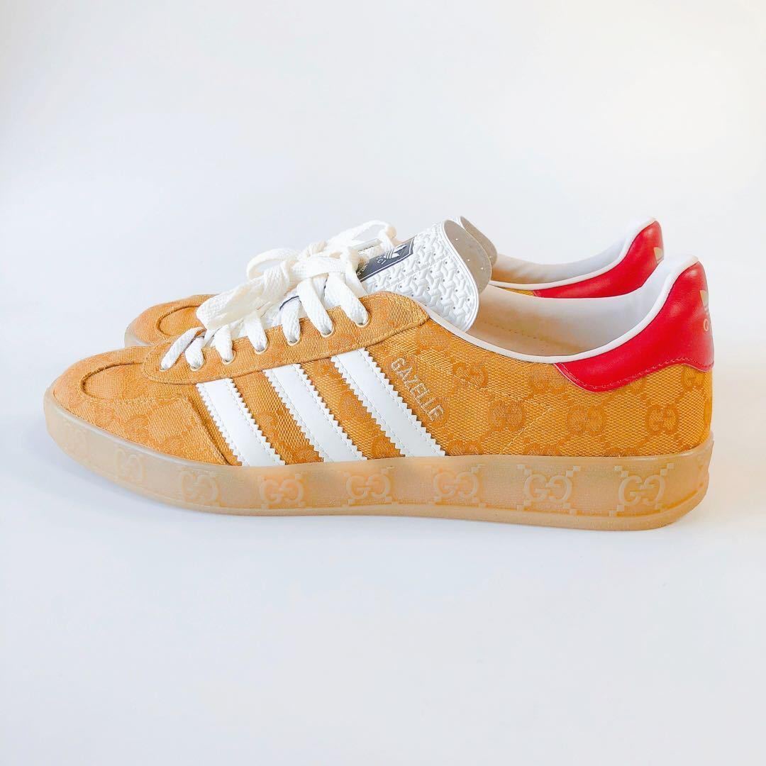 グッチ ガゼル キャンバス×レザー GG HQ7086 替えヒモ有 GUCCI/×adidas/GAZELLE/ローカットスニーカー 箱付 28.5 29cmの画像3