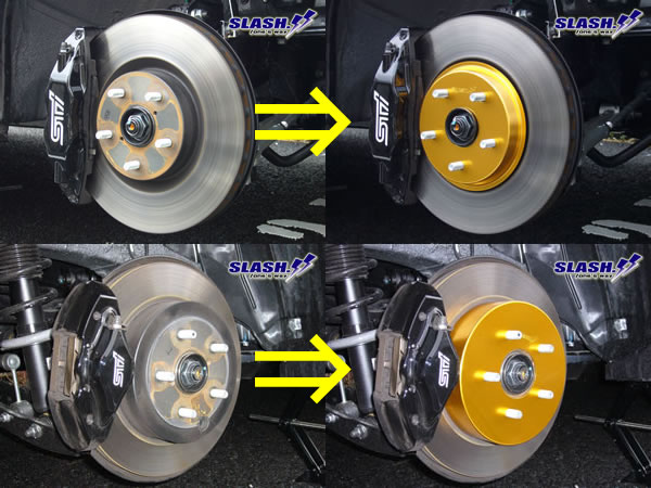 SUBARU WRX VAB・D型以降[Front Brembo 6POT仕様車]用■スラッシュ製ドレスアップローターカバー1台分(Front/Rear)SET■RED/BLUE/GOLD選択_装着イメージ※車種は異なります