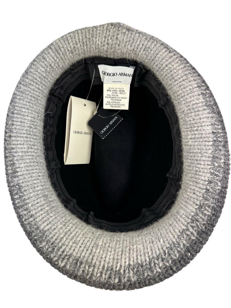 【極上品】ジョルジオアルマーニ 羊毛ハット 帽子 キャップ ブラック&グレー 黒 灰色 サイズ59 GIORGIO ARMANI 700176 7W115 00020_画像6