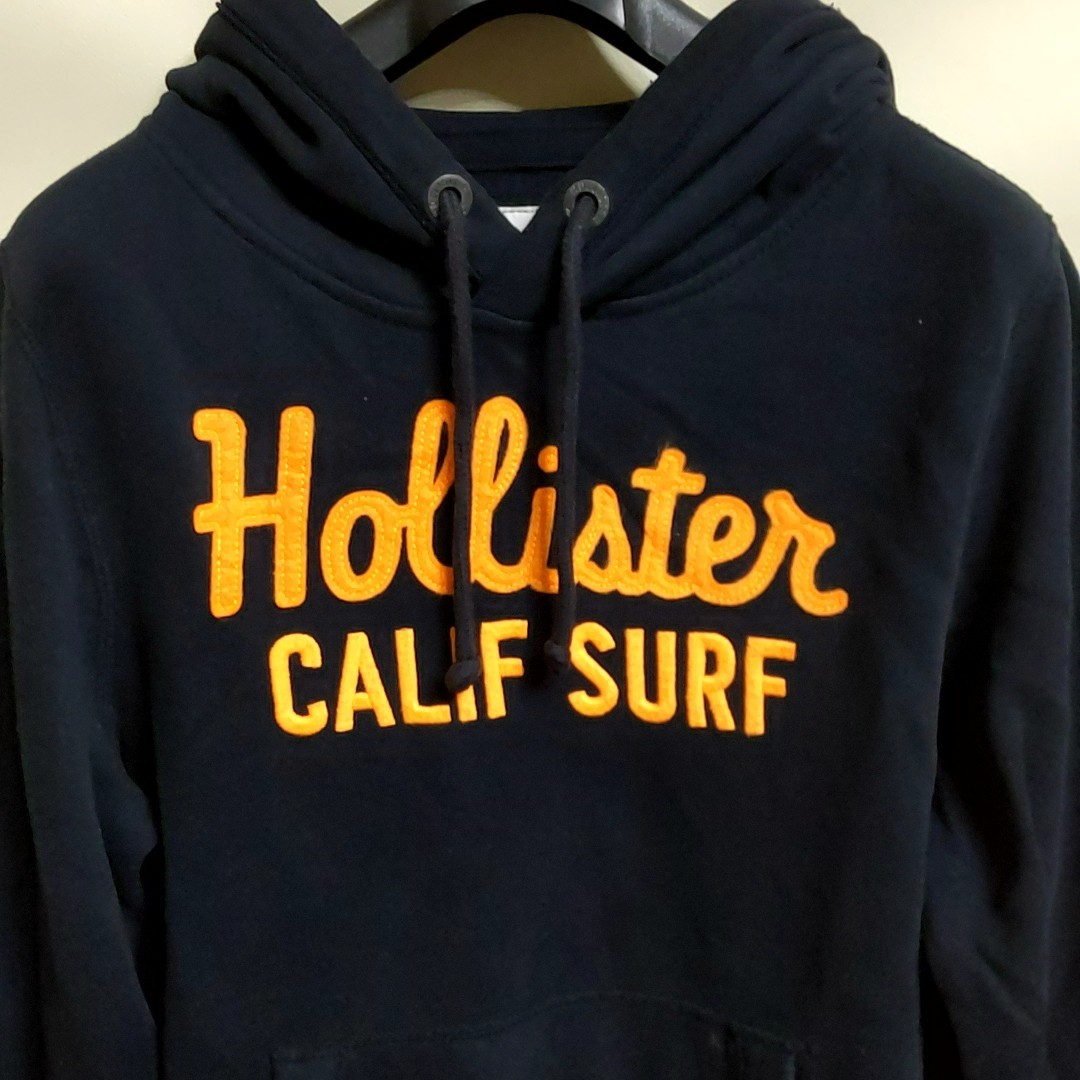 P1 HOLLISTER ホリスター M 紺色 プルオーバー スウェット パーカー フーディー アメカジ サーフ SURF アバクロ アメリカ 古着 メンズ_画像3