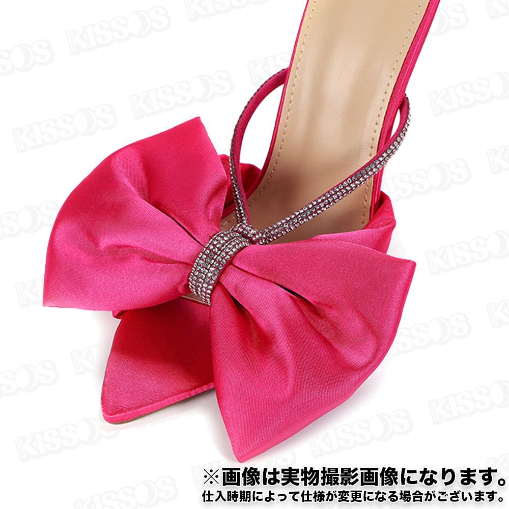  lady's heel pumps pin heel ribbon open tu high heel 12cmkyaba heel beautiful legs pretty ( pink, 24.0 cm)