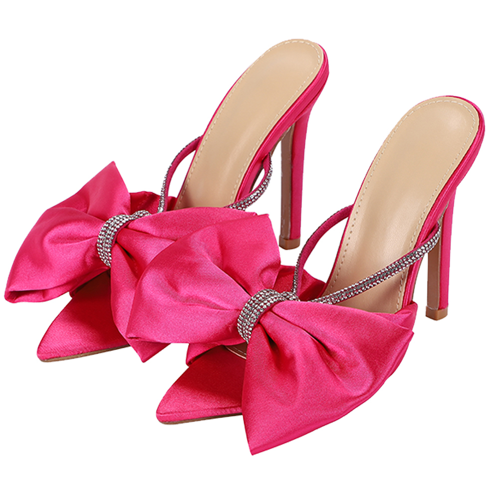  lady's heel pumps pin heel ribbon open tu high heel 12cmkyaba heel beautiful legs pretty ( pink, 24.0 cm)