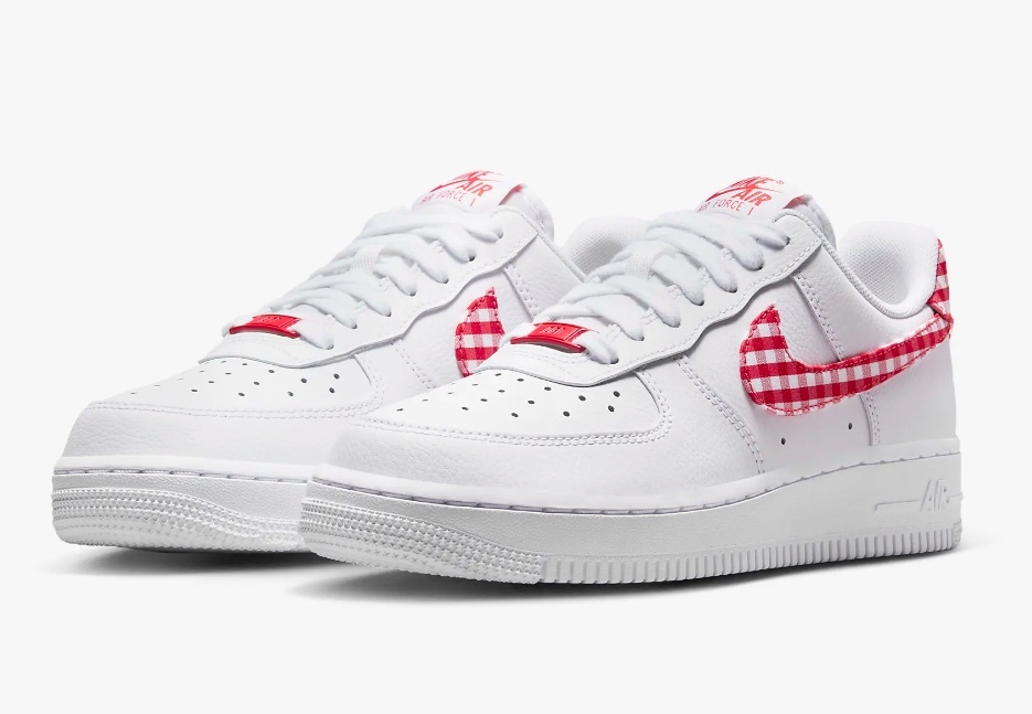 27.5 新品 国内正規品 Nike Air Force 1 Low レザー 天然皮革 ギンガムチェック ローカット 赤 レッド ナイキ エアフォースワン DZ2784-101_画像1