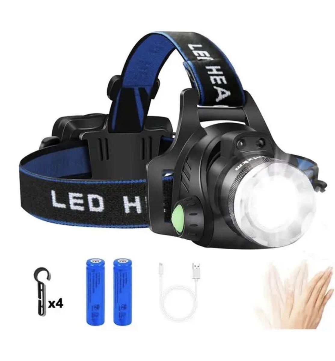 新品未使用・送料無料 LEDヘッドライト LED ヘッドランプ充電式 高輝度CREE T6 人感センサー充電式 LIGHT USB 充電式ヘッドライト 軽量_画像1
