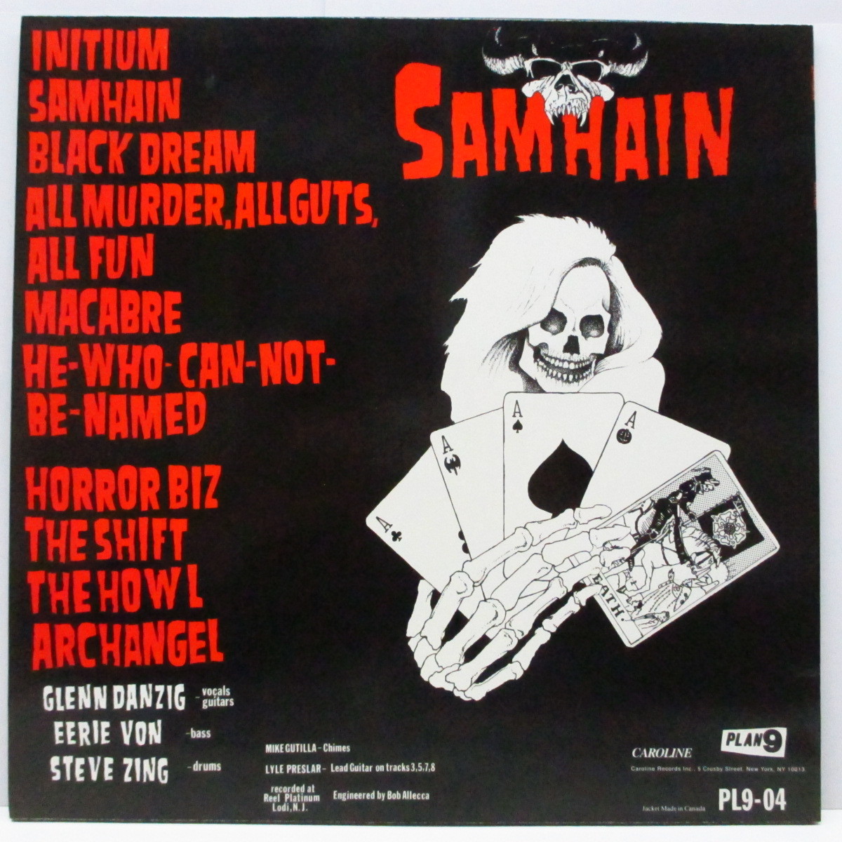 SAMHAIN-Initium (US 80's 再発「半透明ヴァイナル」LP/ Caroline ロゴ有ジャケ)_画像2