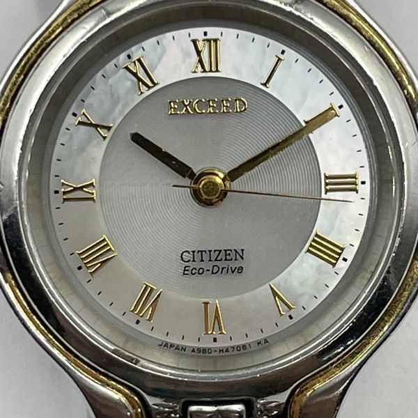 P317-J013693-4 CITIZEN シチズン EXCEED エクシード レディース腕時計 A980-T001912 エコドライブ フェイス約23mm コマ/箱付き 稼働 ③_画像1