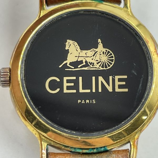 Q306-J008979-1 ◎ CELINE セリーヌ レディース腕時計 クオーツ ベージュ文字盤 ゴールドカラー アナログ 2針 革ベルト フェイス約21mm ③_画像7