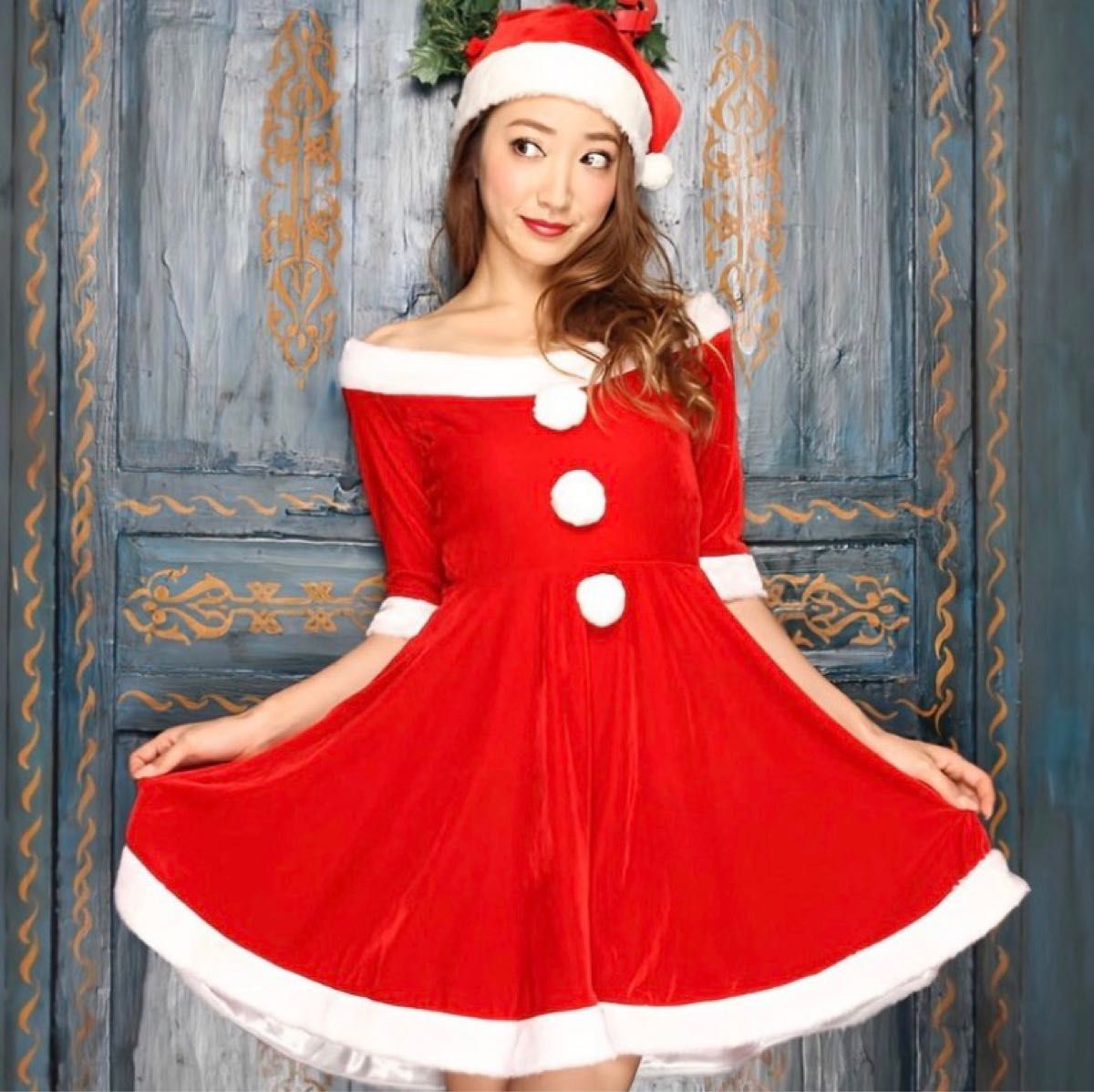 ◇早特オフショル Aラインワンピース 赤 シンプル 可愛い 最安値 綺麗 クリスマス アイドル衣装 ミニスカート セクシー