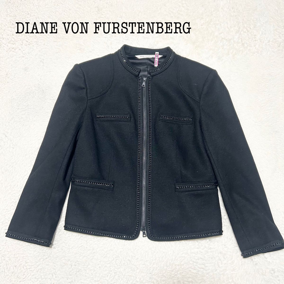 【美品】DIANE VON FURSTENBERG ノーカラージャケット