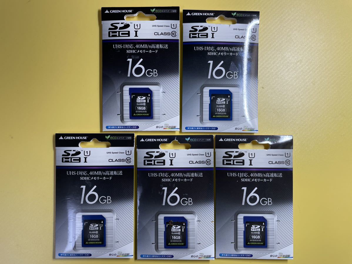 【未使用】 SDHC 16GB class10 SDメモリーカード ハードケース付　5枚セット_画像1
