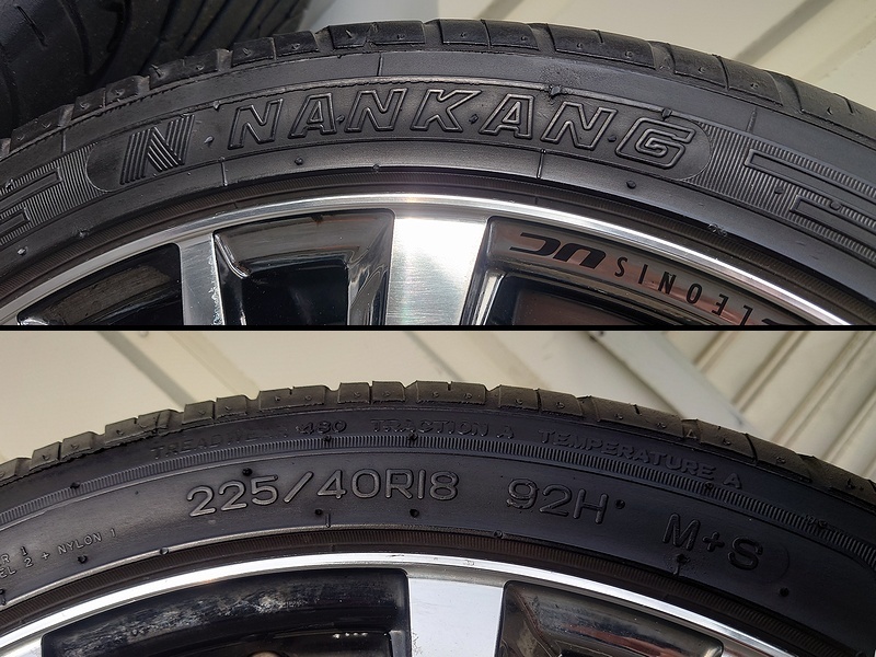 【タイヤ付】Weds LEONIS UC 18x7J PCD100 OFF+47 5穴 4本セット 夏タイヤ付(225/40R18 92H) ハブリング付属 プリウスなど アルミ 社外_タイヤの銘柄