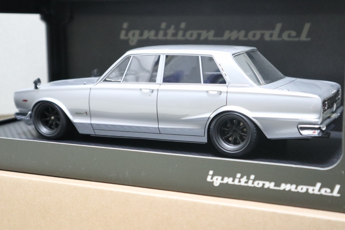 IG 1/18 日産 スカイライン 2000GT-R 4Dr PGC10 シルバー イグニッションモデル IG0760 TE37 シャコタン 旧車 ワタナベ_画像3