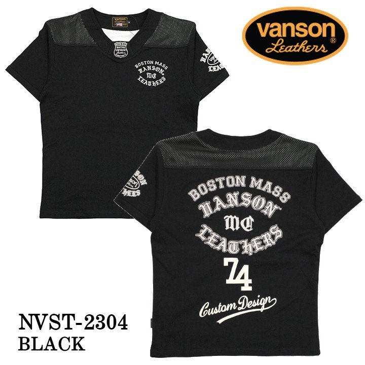 【送料無料！】VANSON バンソン 天竺 半袖Tシャツ　NVST-2304－ブラック－サイズM