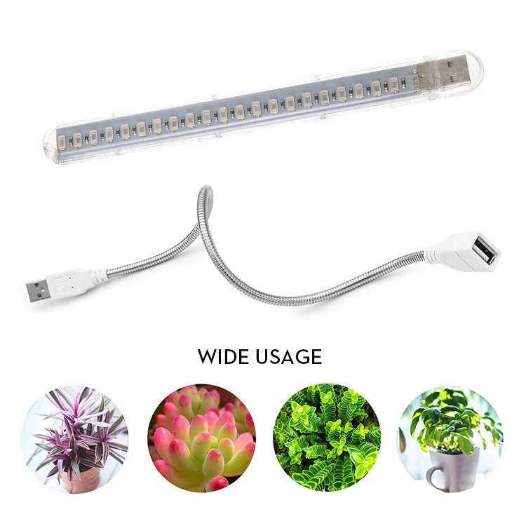 植物育成LEDライト 室内植物の成長を促進 赤色+青色 フルスペクトルLED21灯 フレキシブルネック付 照射アングル自在 10W USB給電式_画像1